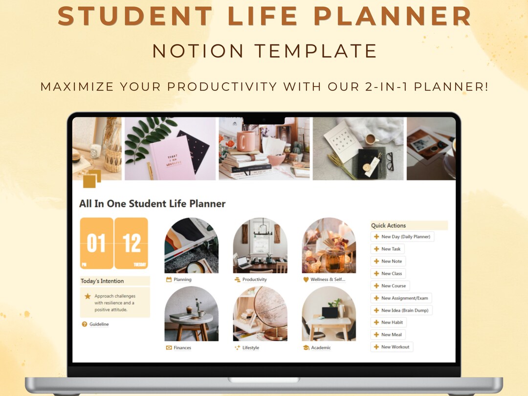 Notion Template All in One Student Life Planner Aesthetic Academic ...