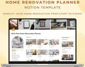 Notion Template Home Renovation Planner All in One House Renovation Tracker DIY Interior Design Projects Remodel Planner Budget Expenses