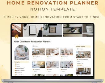 Notion Template Home Renovation Planner All in One House Renovation Tracker DIY Interior Design Projects Remodel Planner Budget Expenses