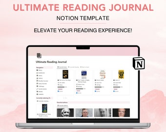 Notion Reading Journal Template All in One Book Tracker Aesthetic Notion Reading Log Bookshelf Audiobooks Library Minimal Planner Review