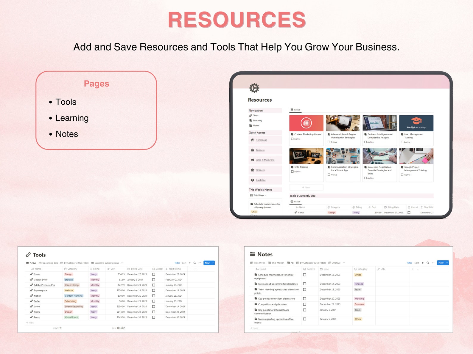 Notion Business Planner Template All in One Project Management ...