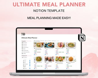 Notion Meal Planner Template All In One Aesthetic Meal Planning Recipes Grocery List Meal Prep Diet Food Tracker Notion Weekly Meal Planner