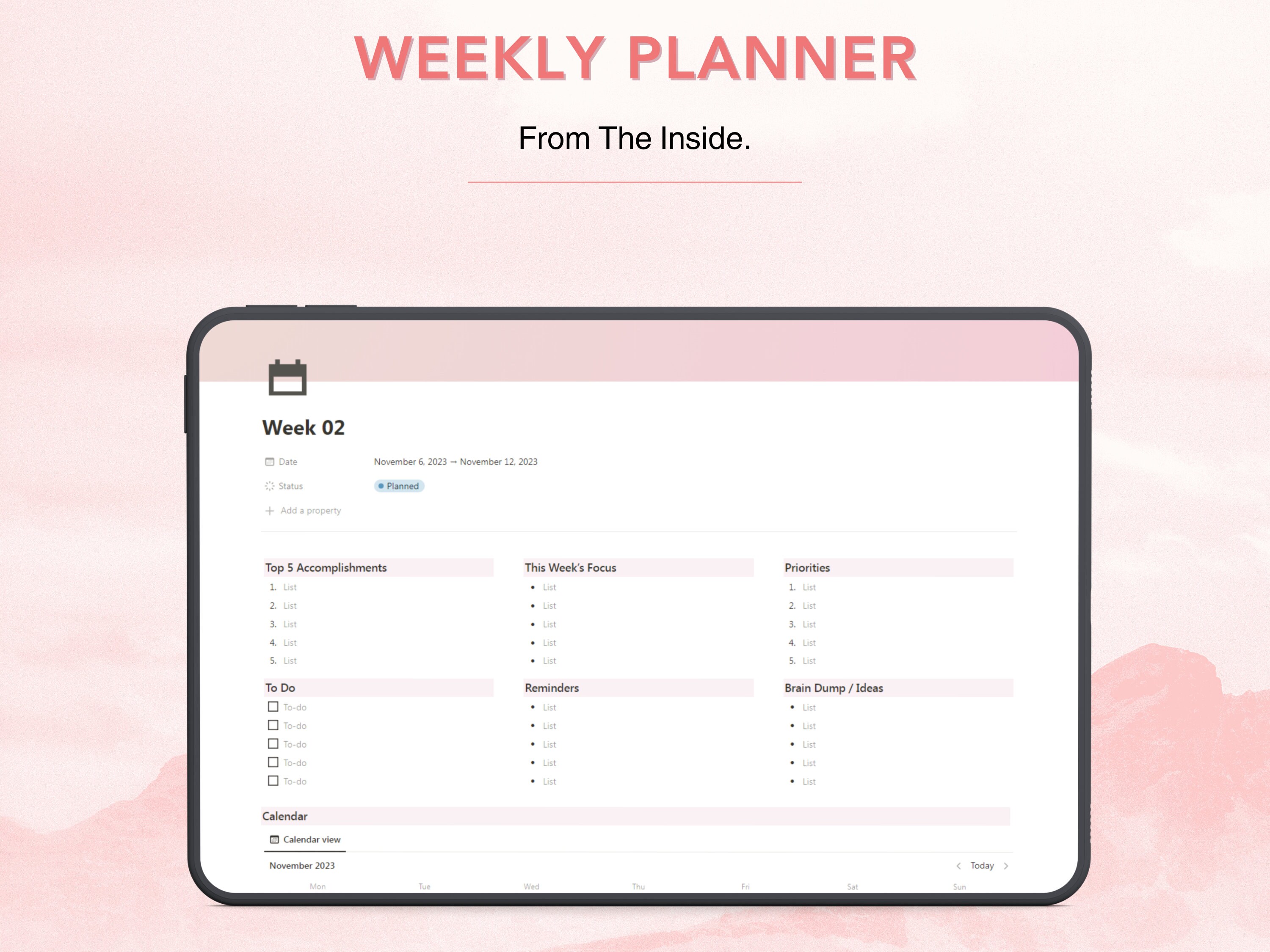 Notion Daily Weekly and Monthly Planner Template Aesthetic Notion to Do ...