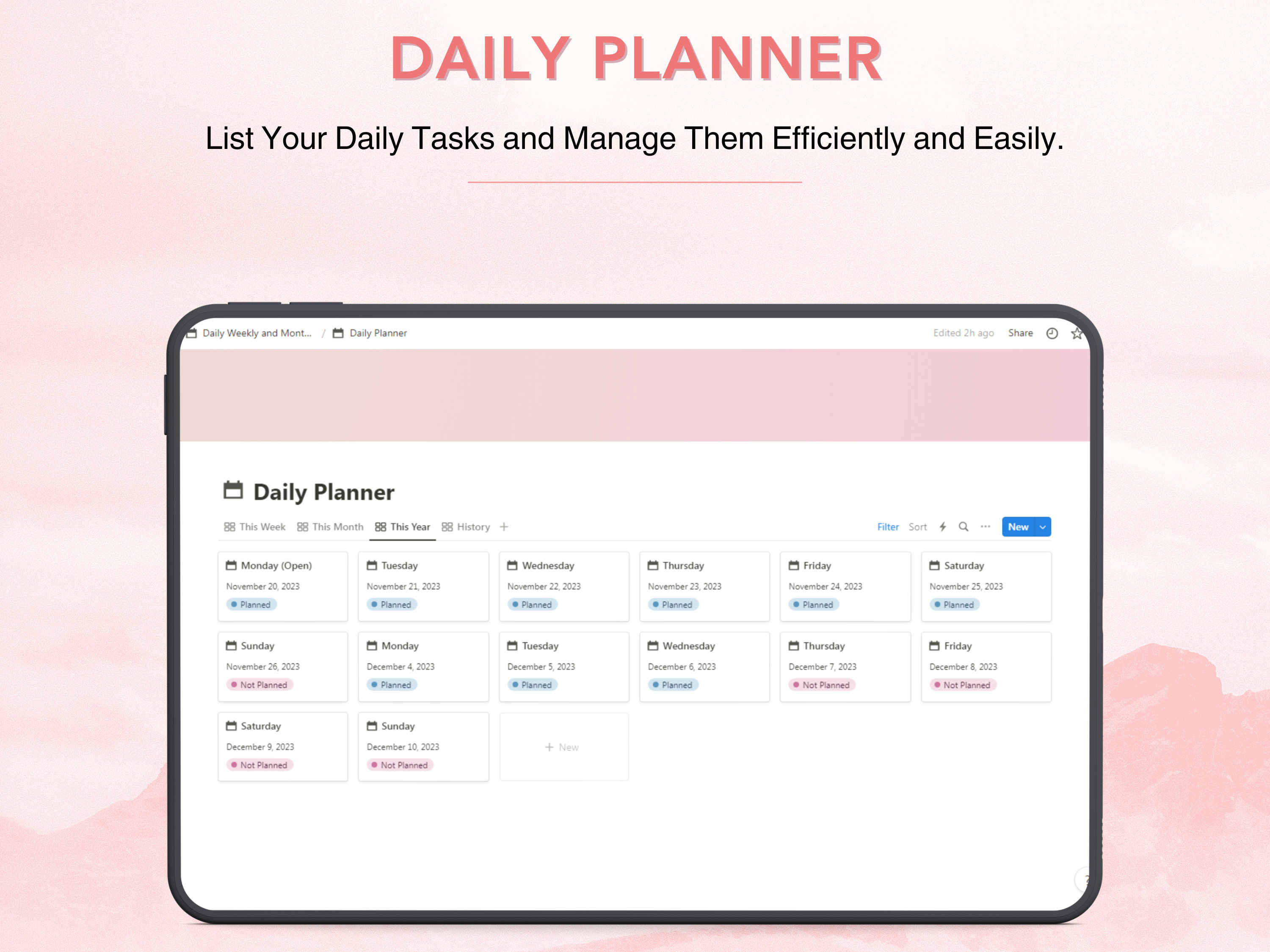 Notion Daily Weekly and Monthly Planner Template Aesthetic - Etsy