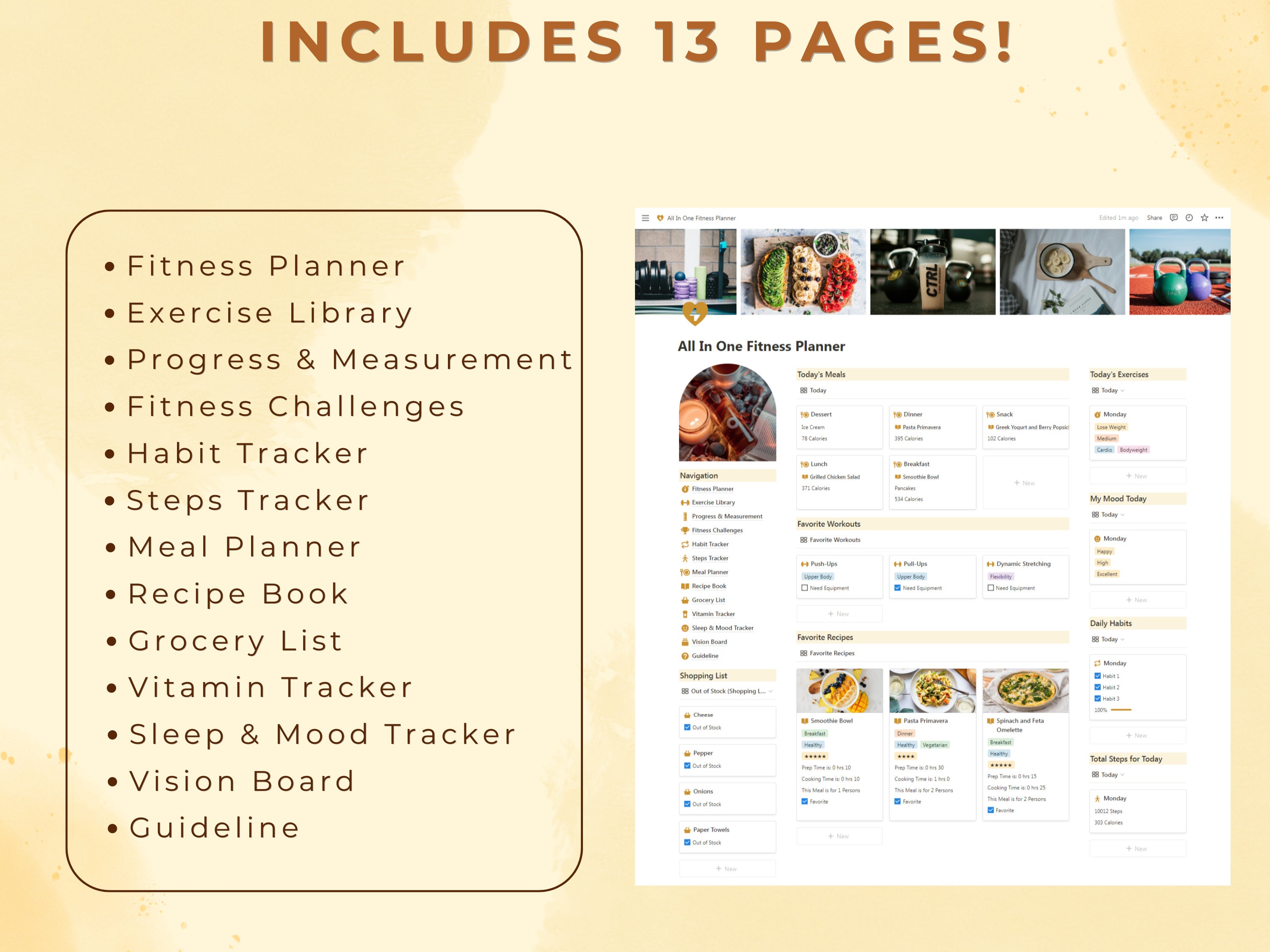 Notion Fitness Planner Template | Workout, Meal & Habit Tracker - Etsy