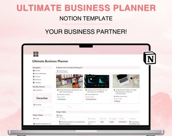 Notion Business Planner Template All in One Project Management Dashboard Aesthetic Business Hub CRM Client Tracker Work Freelancer Coaches