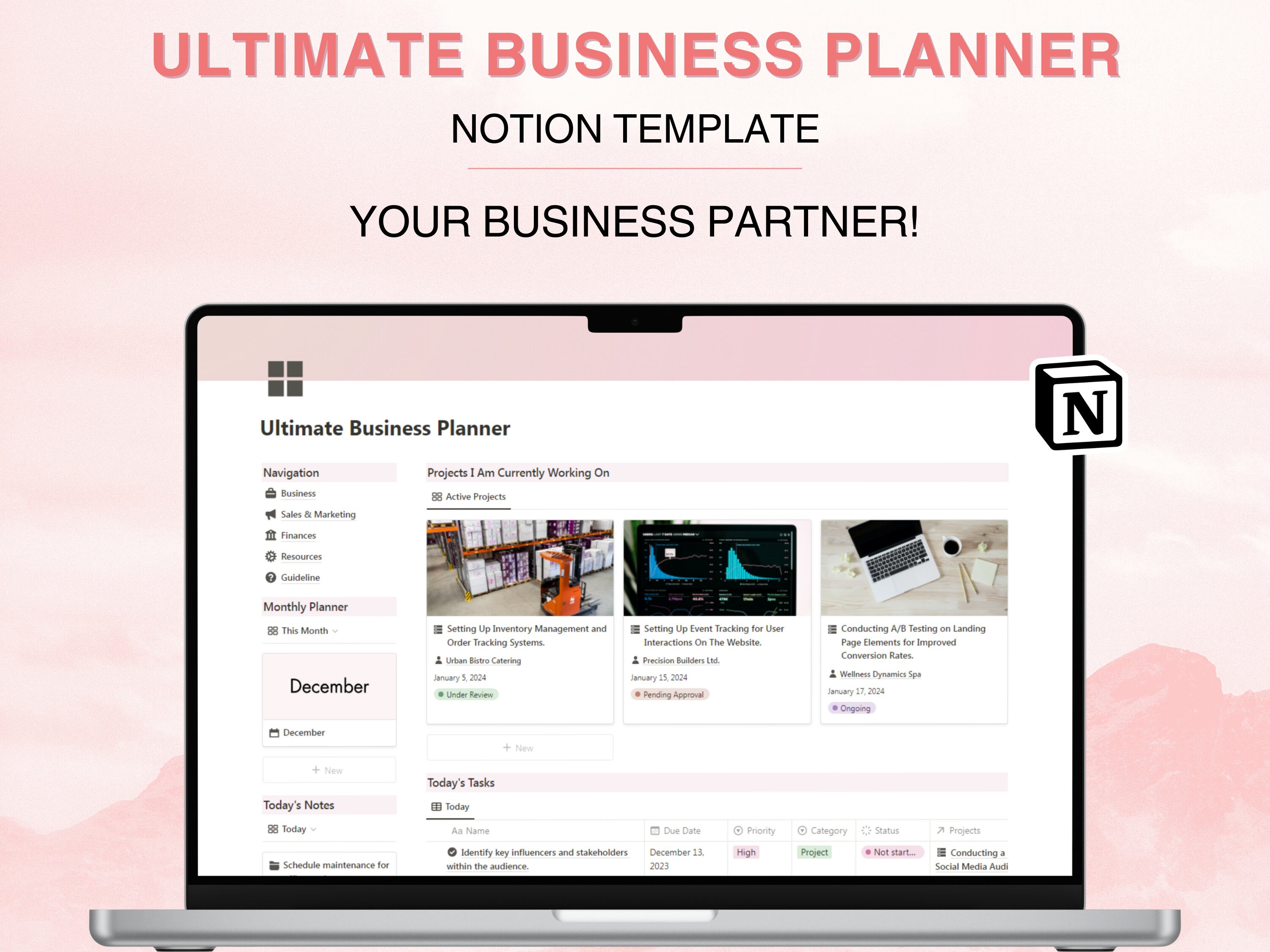 Notion Business Planner Template All in One Project Management ...