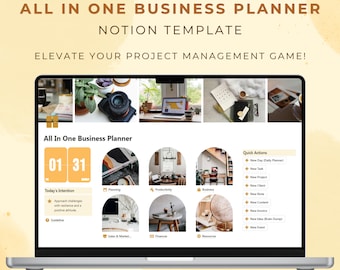 Notion Template All in One Business Planner and Project Management Aesthetic Dashboard CRM Client Tracker Freelancer Coaches Productivity