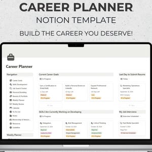 Notion Template Career Planner and Job Tracker Career Goals Job Application Tracker Personal Branding Professional Resume Portfolio Work