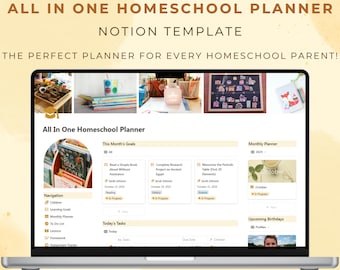 Notion Template Homeschool Planner for Multiple Kids Aesthetic Home Education Dashboard Homeschooling Lesson Homework Grading Assignment