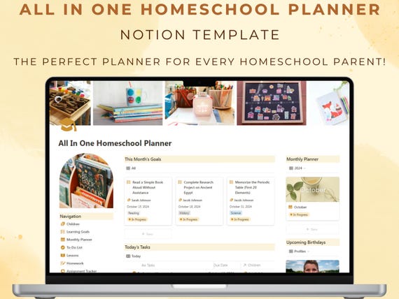 Notion Template Homeschool Planner for Multiple Kids Aesthetic Home Education Dashboard Homeschooling Lesson Homework Grading Assignment