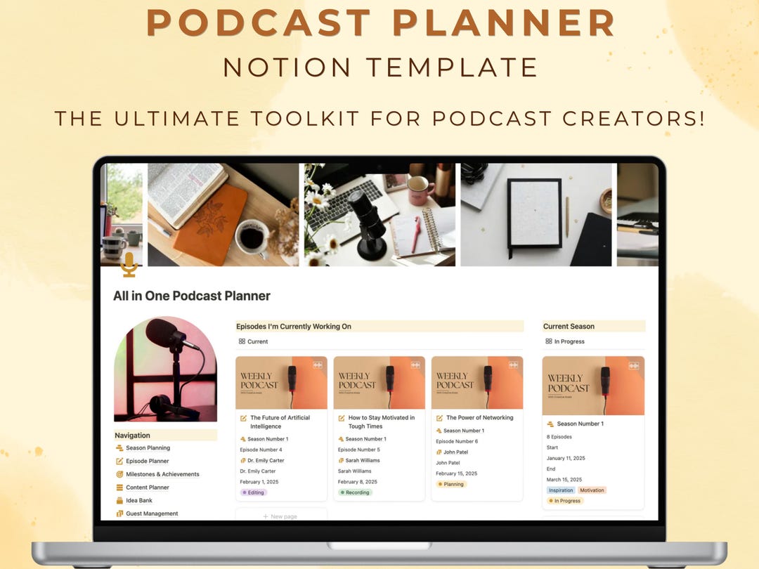 Notion Template Podcast Planner Aesthetic Podcast Tracker Production ...
