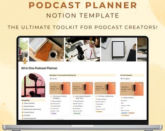 Notion Template Podcast Planner Aesthetic Podcast Tracker Production Episode Planning Guest Management Recording Checklist Script Content