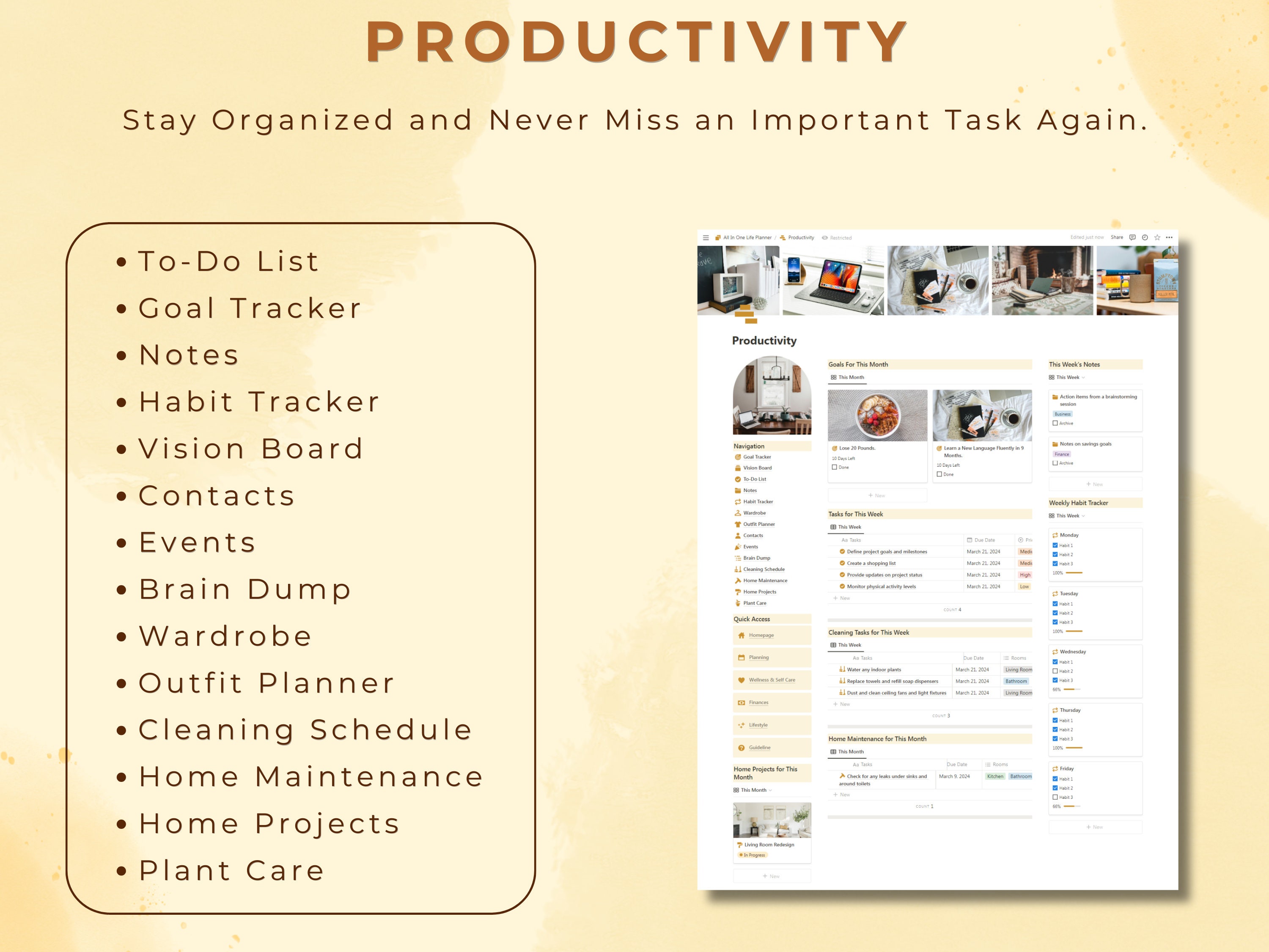 Notion Template All in One Life Planner Aesthetic Notion Dashboard Adhd ...