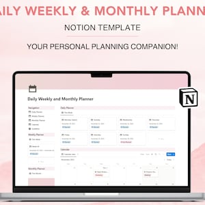Notion Daily Weekly and Monthly Planner Template Aesthetic Notion to Do ...