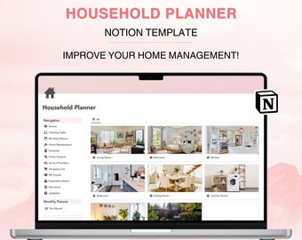 Notion Household Planner Template Home Management Cleaning Schedule Home Maintenance Checklist Organization Declutter Tasks Binder Planning