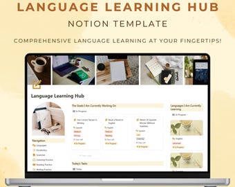 Notion Template Language Learning Hub For Multiple Languages Aesthetic Study Learning Planner Flashcards Vocabulary Grammar Reading Journal