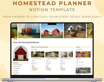 Notion Template Homestead Planner Aesthetic Farm Planner Garden Management Livestock Organizer Canning Log Seasonal Calendar Breeding Log