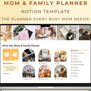Modèle de notions pour maman et famille Productivité Finances Ménage Gestion de la maison Esthétique notions pour les mamans occupées Organiseur de journal