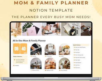 Notion Template Mom and Family Life Planner Productivity Finance Household Home Management Aesthetic Notion for Busy Moms Journal Organizer