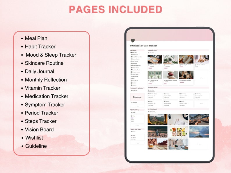 Notion Self Care Wellness Planner Template Mental Health Aesthetic ...