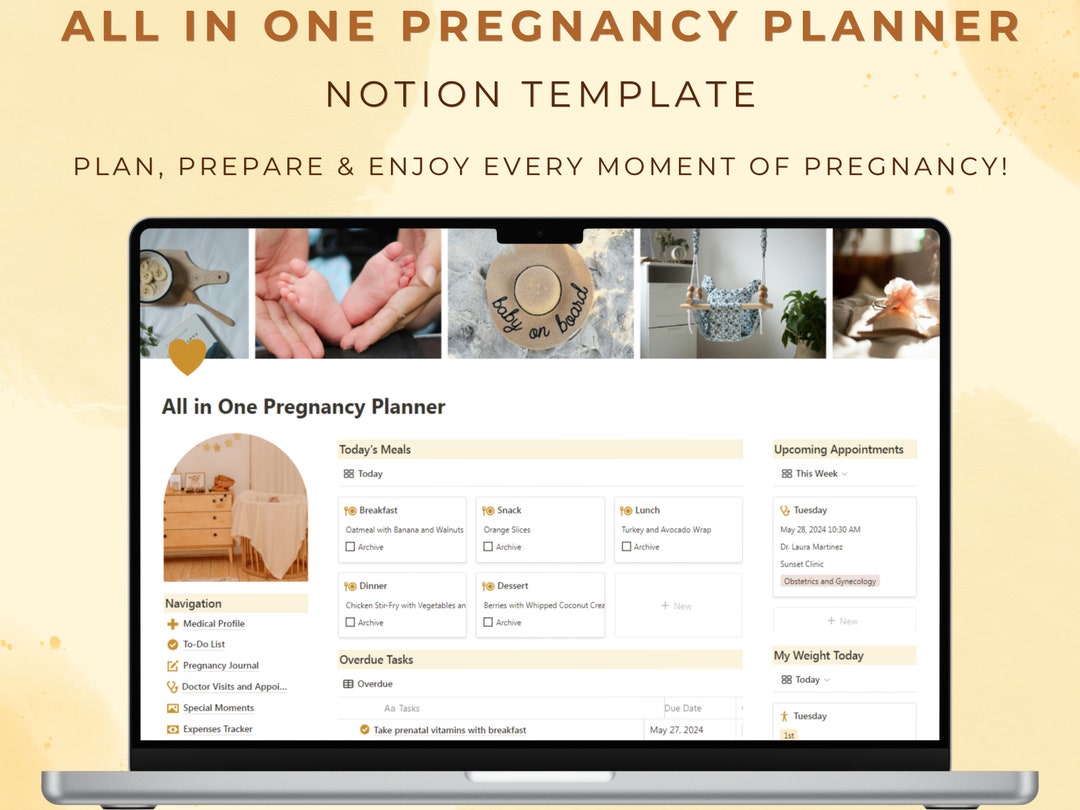 Notion Template Pregnancy Planner and Journal Aesthetic New Baby ...