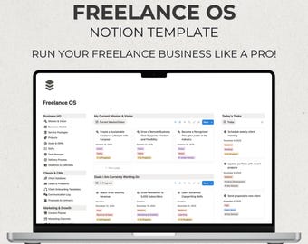 Notion Template Freelance Os Dashboard Notion Freelancer Template CRM Client Tracker Business Planner Marketing Hub Project Management