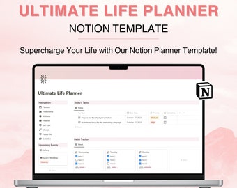 Notion Template Life Planner Ultimate Aesthetic All in One Template Notion Dashboard Daily Personal Minimal Digital ADHD Productivity