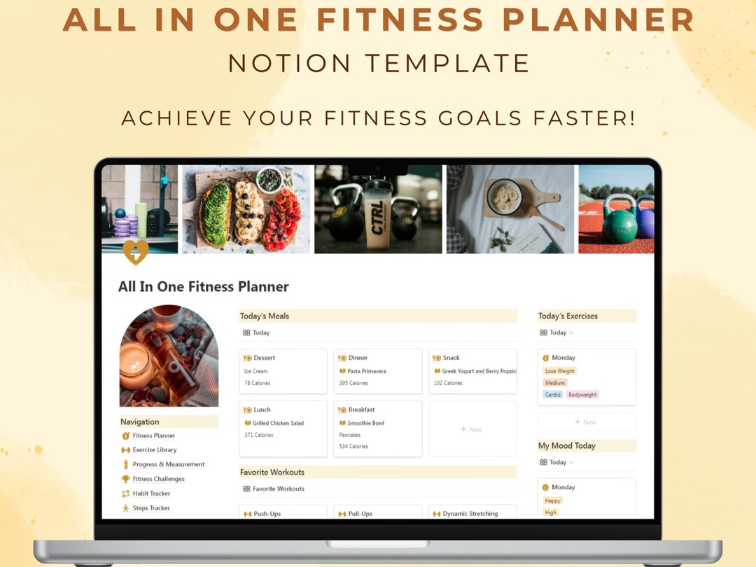 Notion Fitness Planner Template | Workout, Meal & Habit Tracker - Etsy