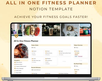 Modelo de Planejador de Fitness Notion | Rastreador de Treinos, Refeições e Hábitos