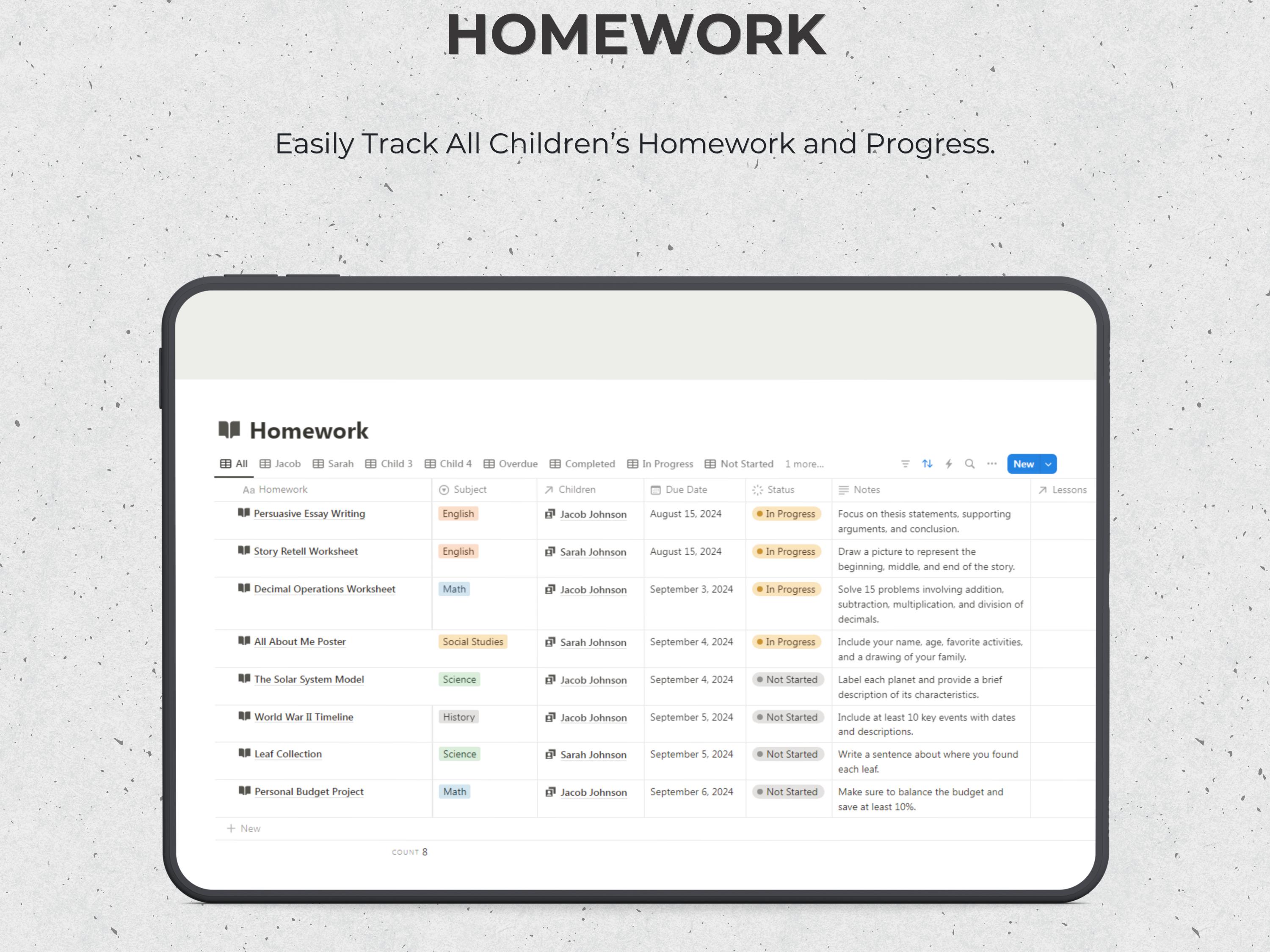 Notion Template Homeschool Planner for Multiple Kids Aesthetic Home ...