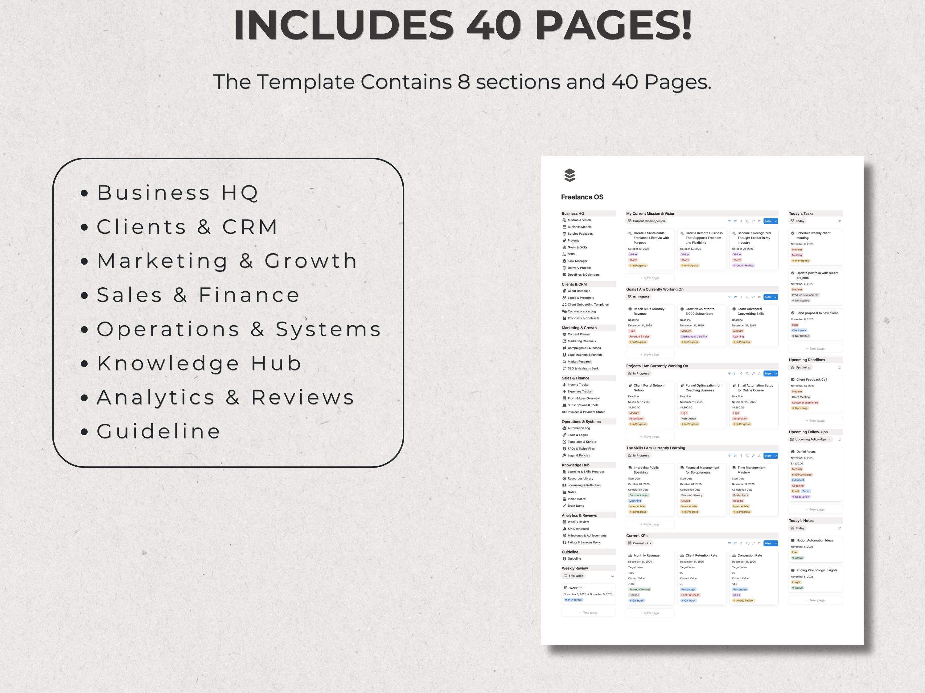 Notion Template Freelance Os Dashboard Notion Freelancer Template CRM ...