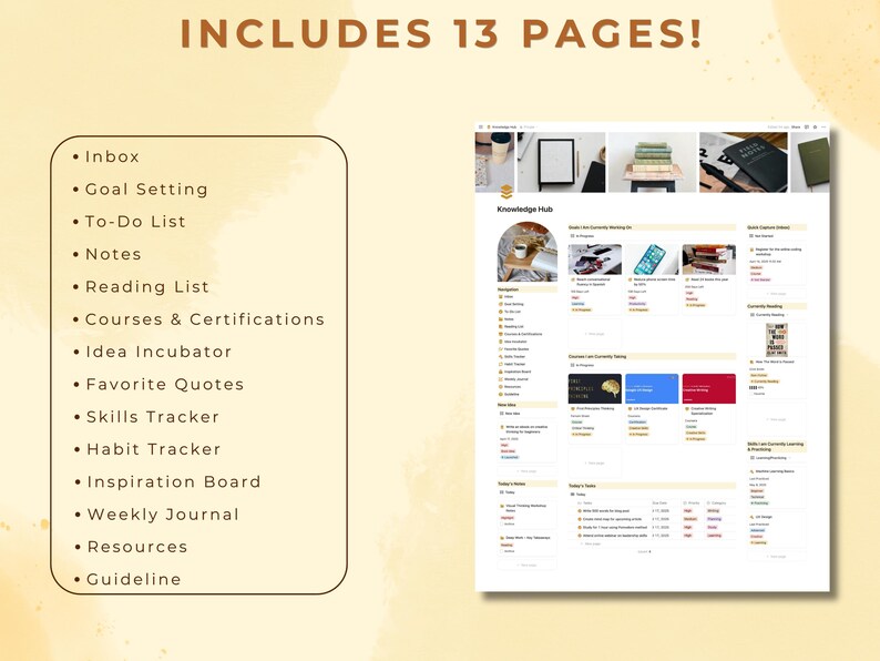 Notion Template Knowledge Hub Learning Planner Growth Tracker Knowledge ...