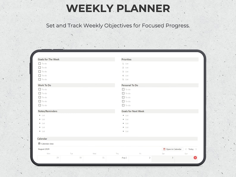 Notion Template Daily Weekly Monthly and Yearly Planner Aesthetic ...
