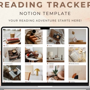 Modello di pianificatore di lettura Notion, Tracker di lettura Notion estetico, Diario di lettura Notion Adhd, Libreria digitale, Audiolibri, Registro di sistema