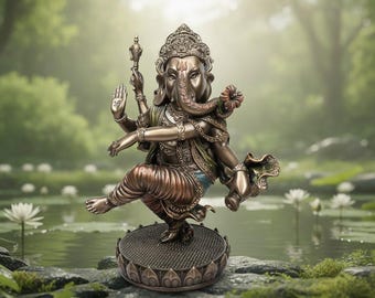 Dance of New Beginnings, Lord Ganesha Premium Resin with Bronze finish Statue,H 8.5'' / W 4''