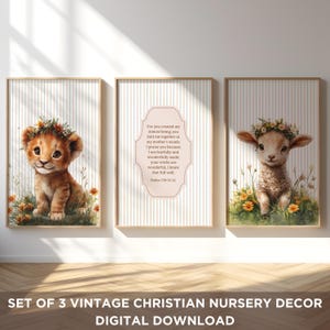 Vintage christliche Kinderzimmer Dekor 3er-Set Psalm 139 Vintage Kindergarten Druck Christliche Wandkunst Antiker Stil Bibel-Vers-Plakat Mädchen Schlafzimmer