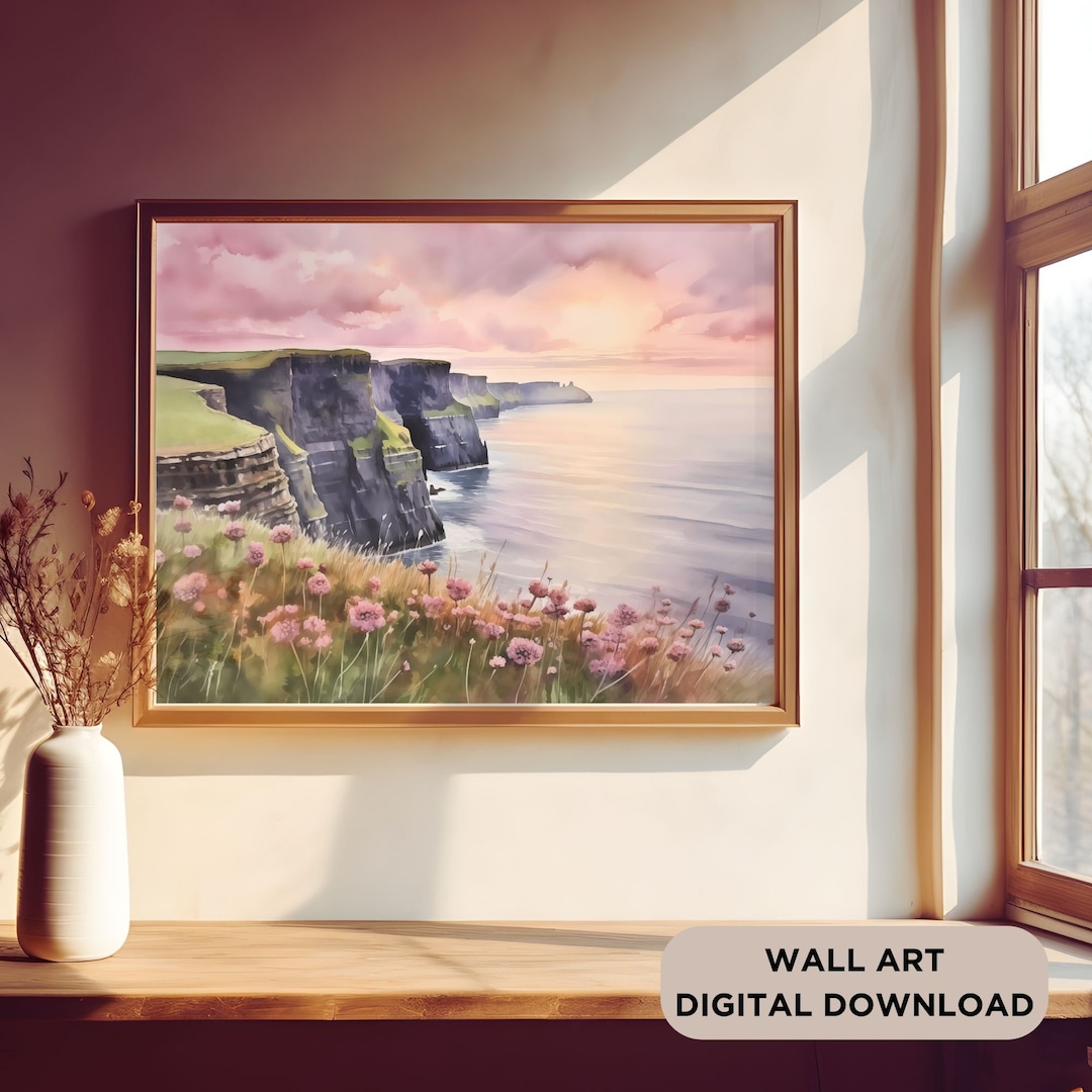 Cliffs of Moher Ireland Watercolor Print, Emerald Isle Wall Art ...