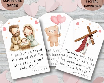 Christian Valentines Cards God's Love Scripture Card Printable Bible Verse Love Lunch Notes Printable Love Cards Valentines Activity Kids