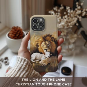 Löwe und das Lamm christliche Handyhülle iPhone Samsung Galaxy Google Pixel Glaube in Jesus Gott Handyhülle Christliche inspirierte Geschenk Handyhülle