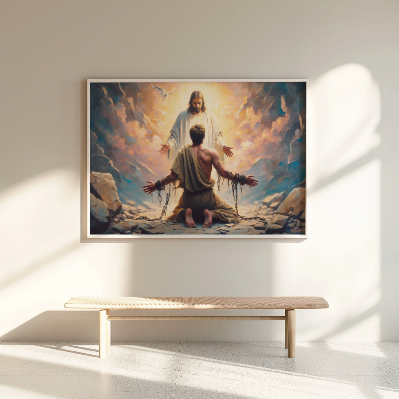 Jesus Breaking Chains Art, Freedom in Jesus, Galatians 5, Psalms 107 ...