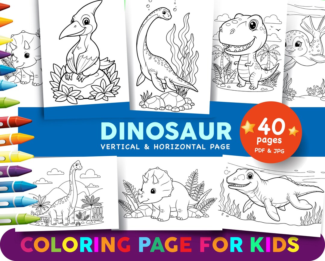 Dinosaur Coloring Pages for Kids | 40 Fun Printable Dino Pages (PDF ...