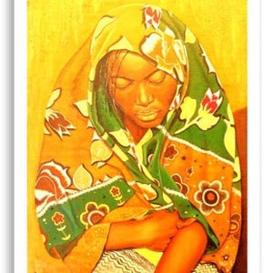 Stampa artistica da dipinto a olio | Ritratto femminile con velo floreale | Edizione limitata 60 copie | “In Preghiera” | 3 formati