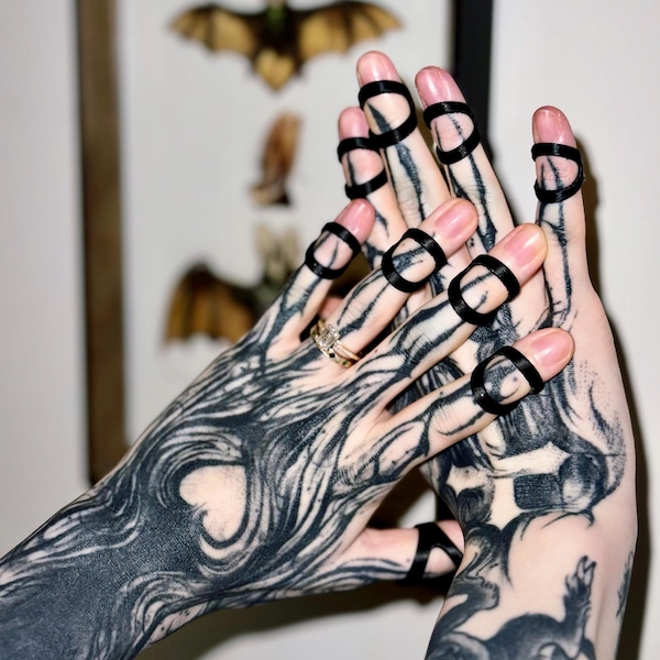 Ring Splints Set of 10 Black Custom 3D Printed for Joint Hypermobility & Hypermobile Ehlers Danlos Syndrome Finger Joint Support