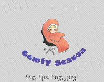 Comfy Season Chibi wrapped in blanket Twitch emotes meme printable SVG digital download