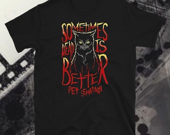 ペット・セメタリーTシャツ、スティーブン・キングTシャツ、ホラー映画、レトロ映画。幽霊が出る墓地。