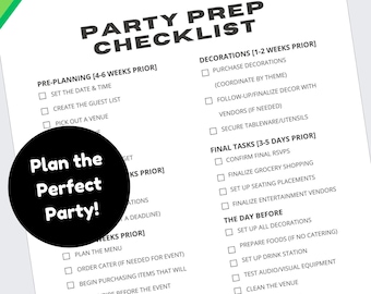 Party Planning Checklist - Birthday PDF Download - Etsy