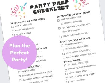 Party Planning Checklist PDF Download - Etsy
