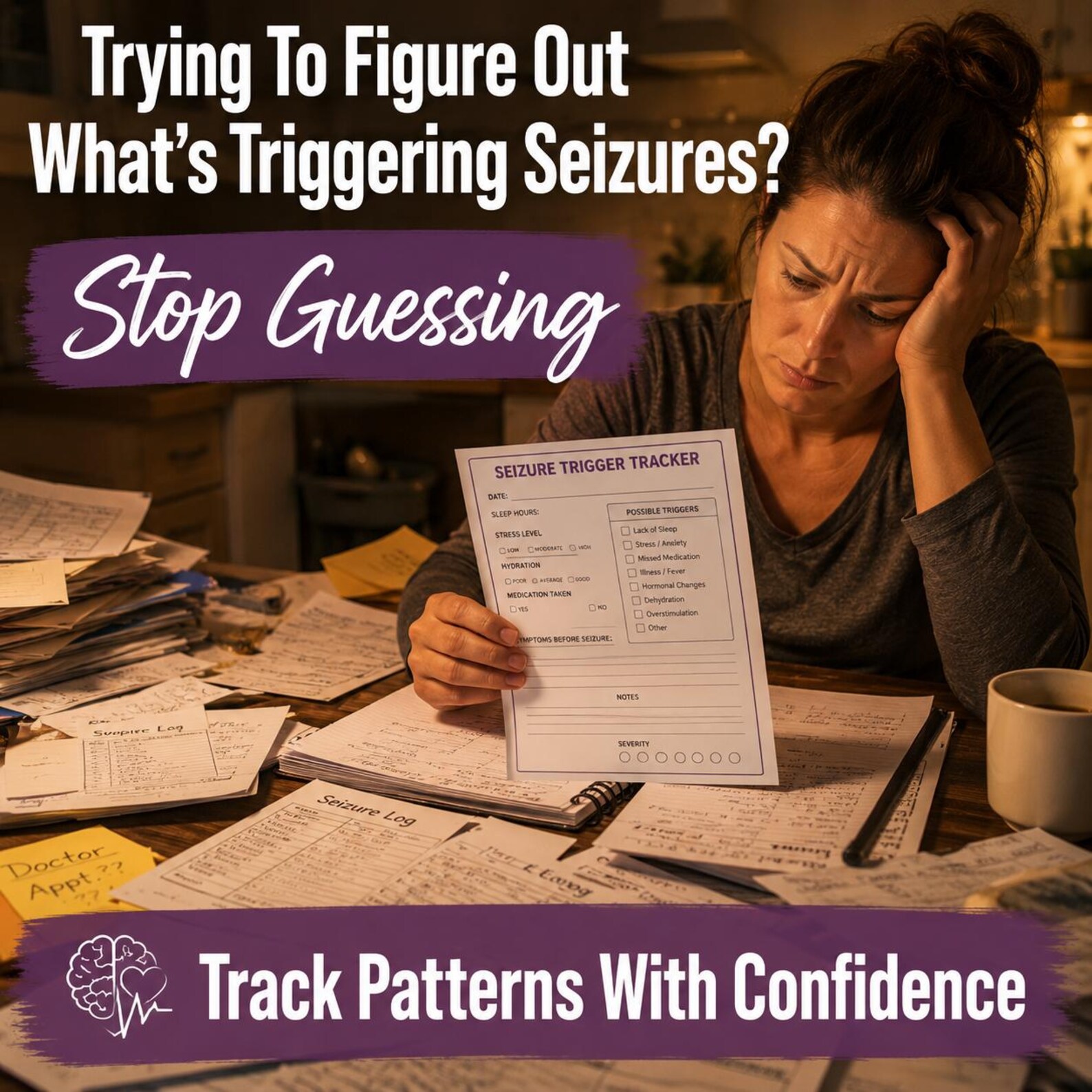 Seizure Trigger Tracker Printable | Epilepsy Trigger Log Pattern ...