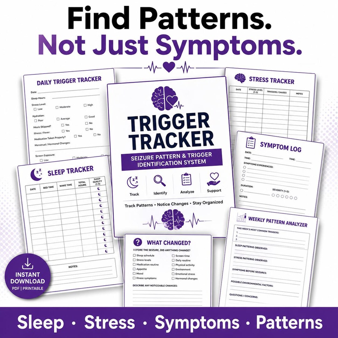 Seizure Trigger Tracker Printable | Epilepsy Trigger Log Pattern ...